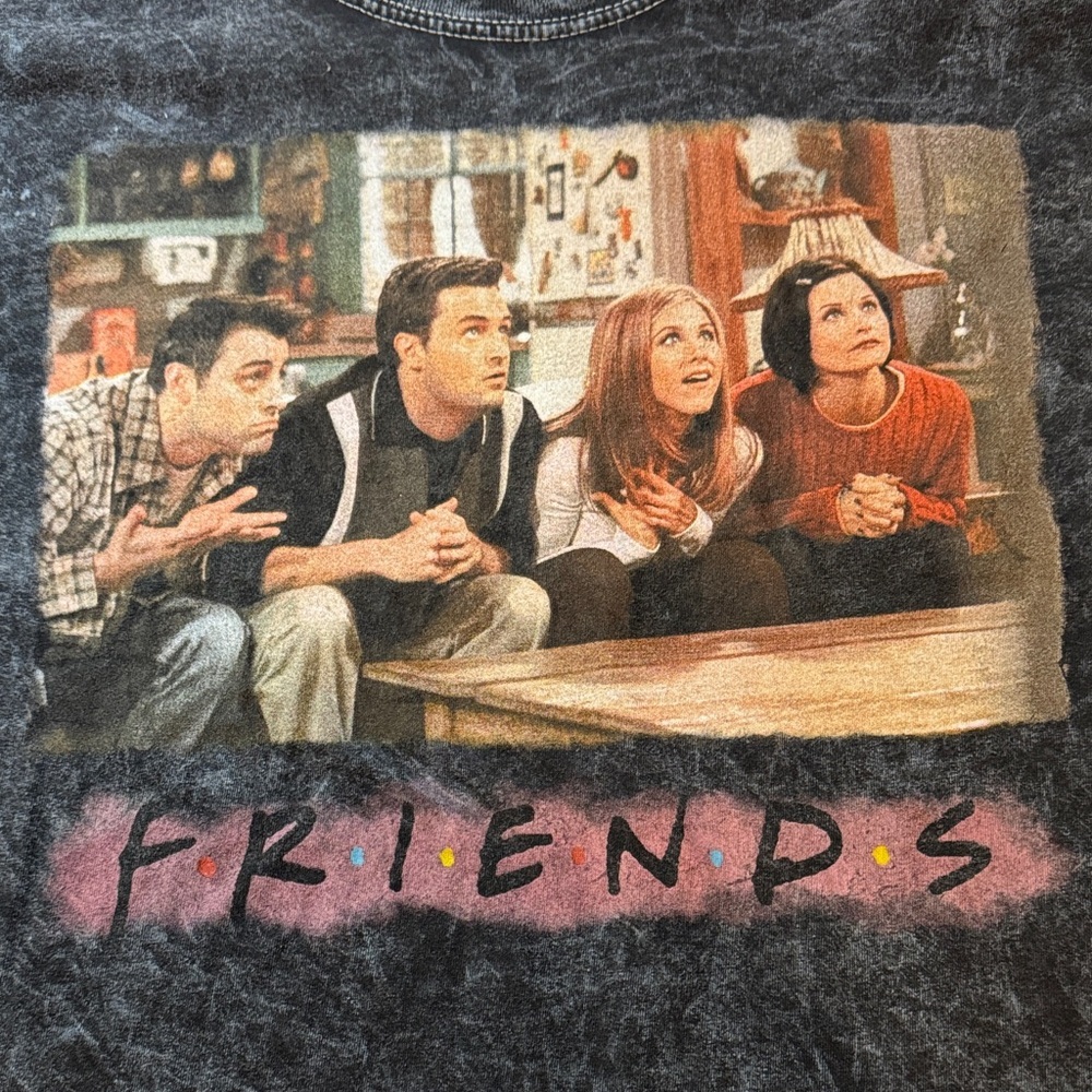FRIENDS Washed Black Graphic Tee Large - Picture 2 of 10
